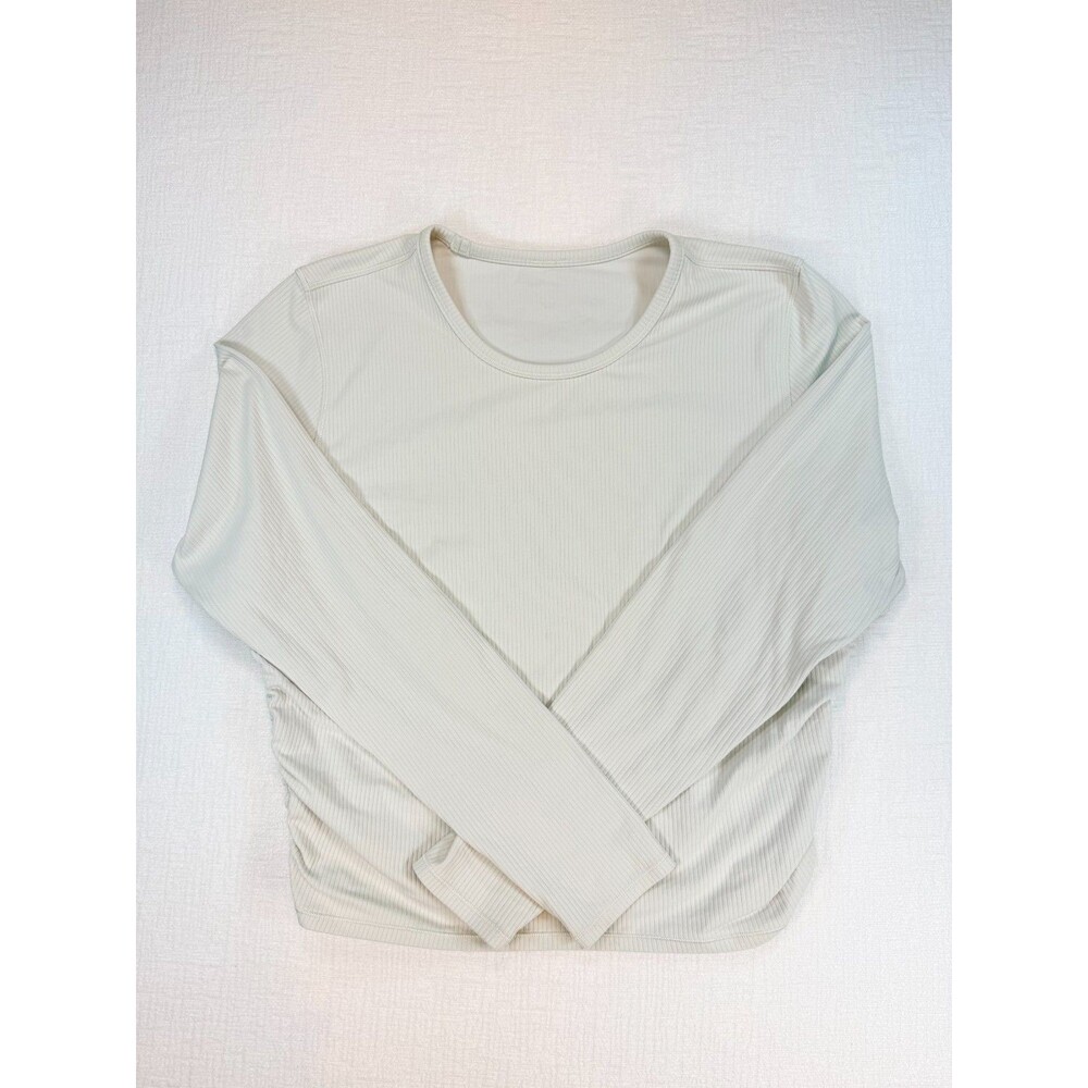 Lululemon All It Takes Ribbed Nulu Long Sleeve Shirt Bone Women's 12